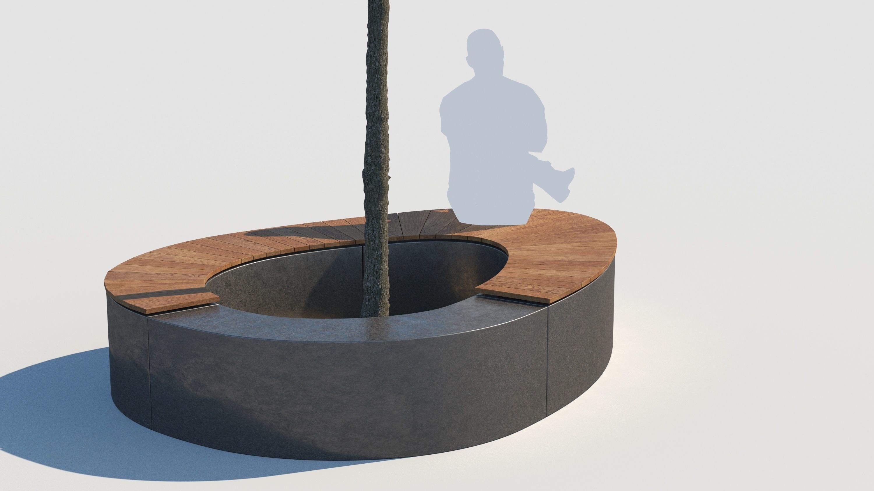 street bench and tree wind animation 3D model_4