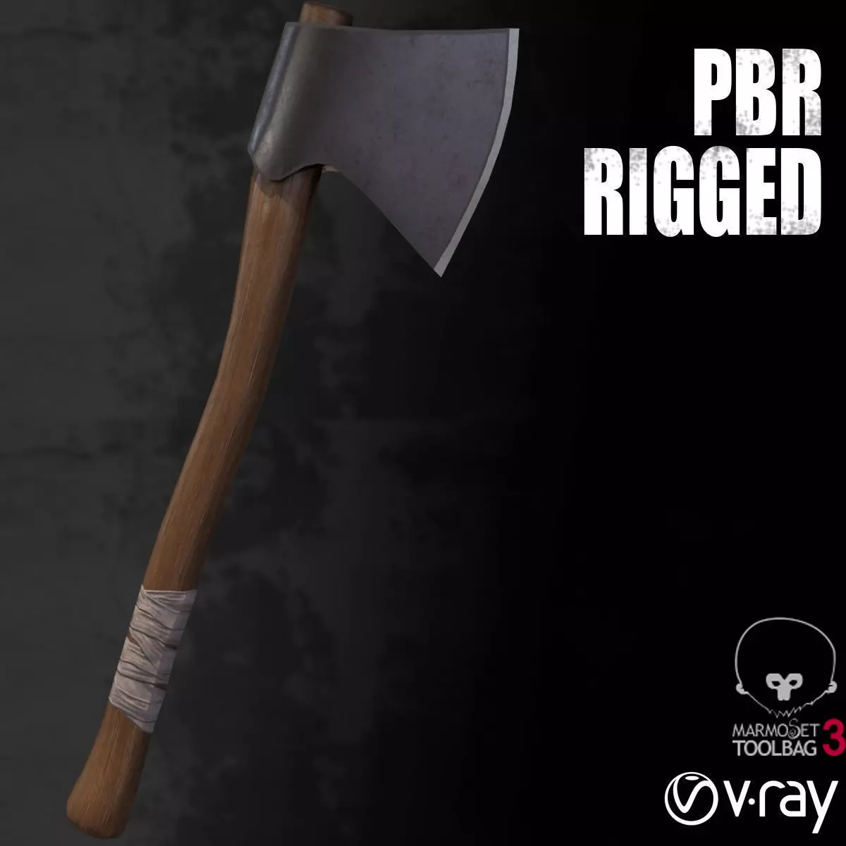 Axe 001 Low-poly 3D model_0