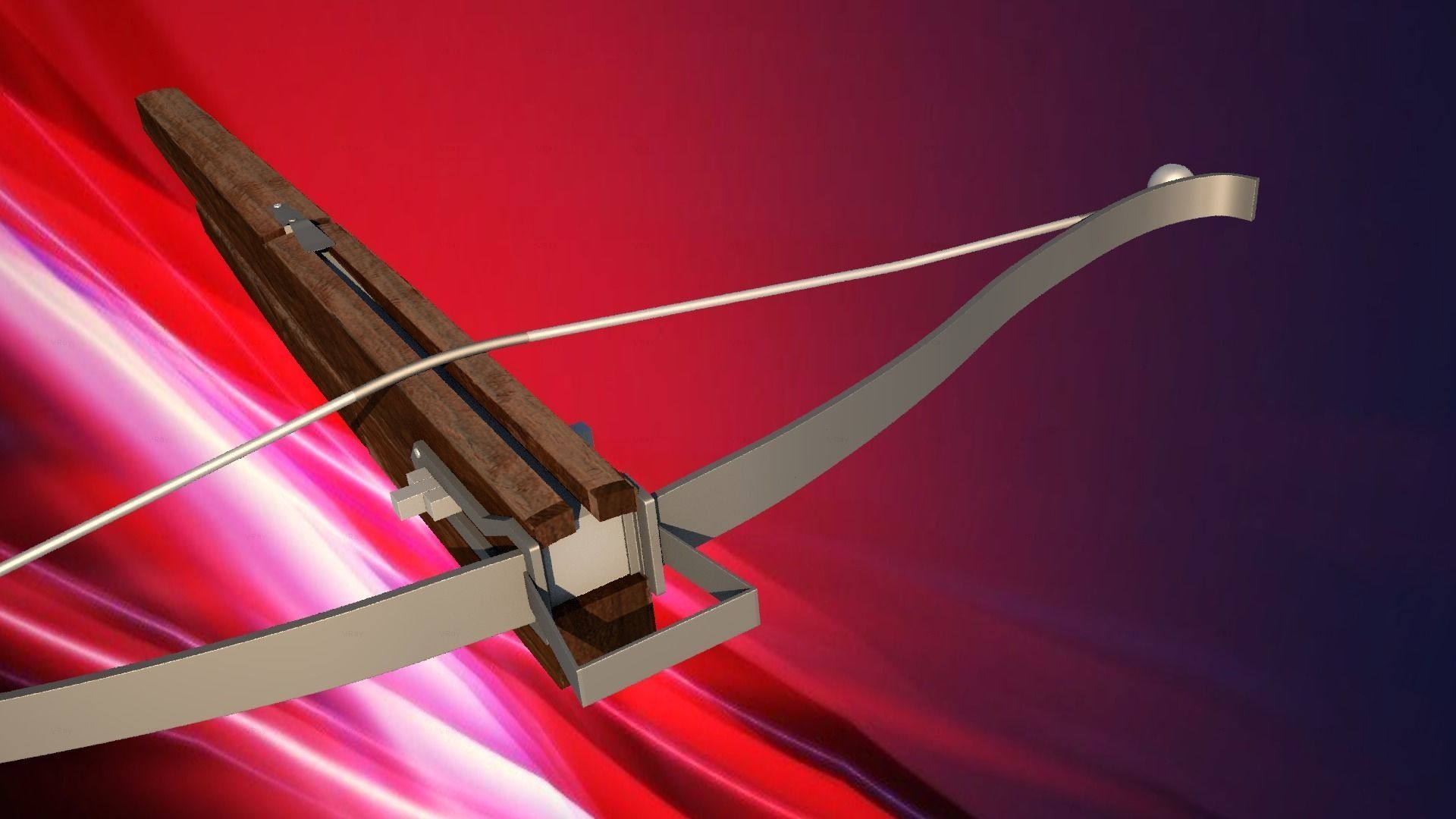 Crossbow bow and arrow Low-poly 3D model_3