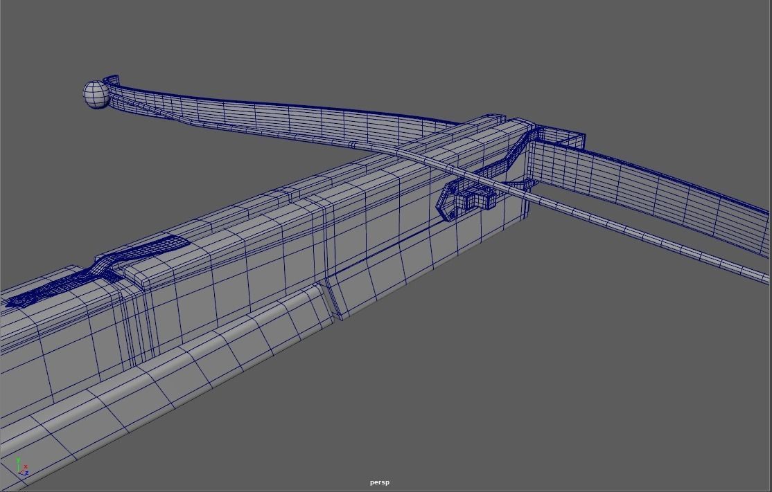 Crossbow bow and arrow Low-poly 3D model_5