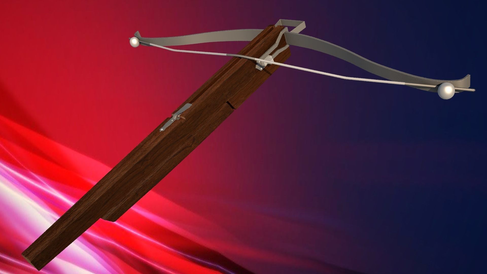 Crossbow bow and arrow Low-poly 3D model_2