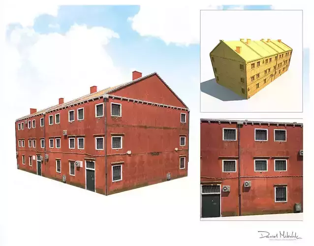 Old Red House 176 Low Poly