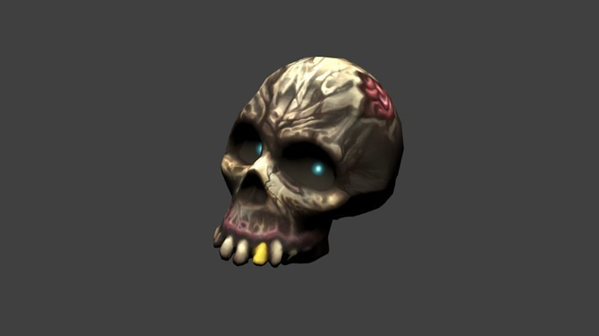Skull hand painted Low-poly 3D model