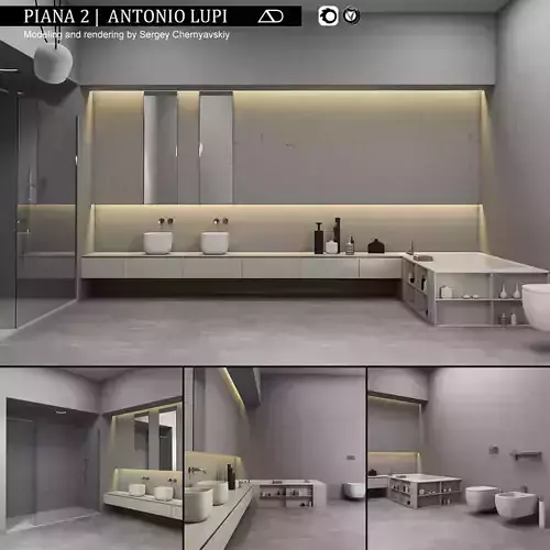 Bathroom furniture set Piana 2 3D model
