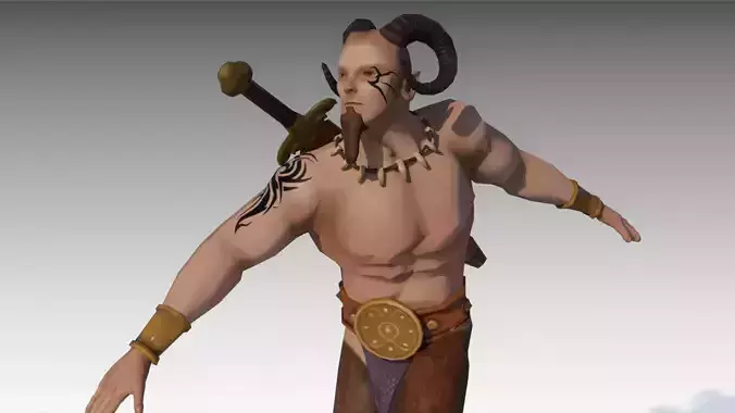 Faun Warrior Low-poly 3D model