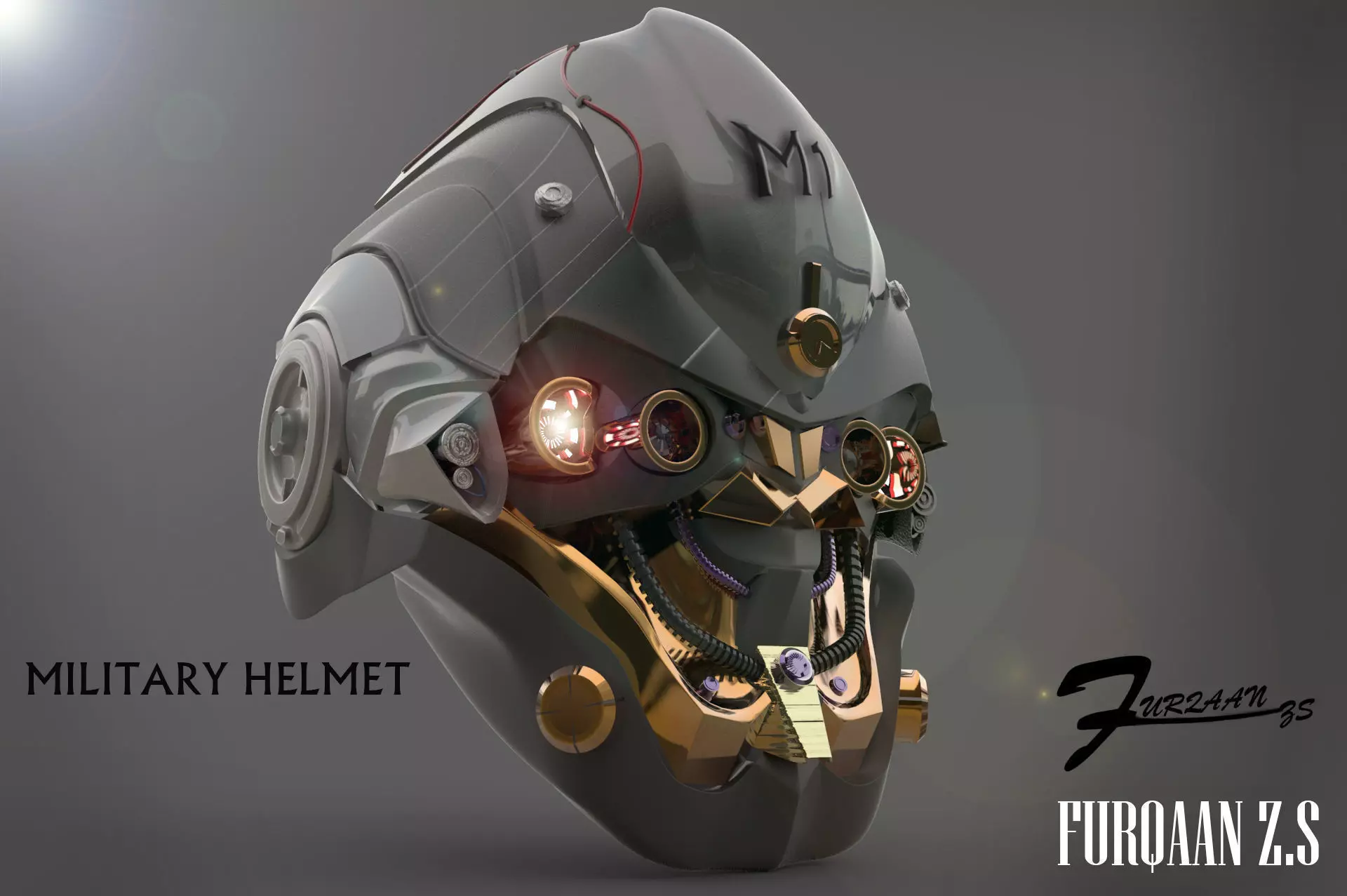 sci-fi military robot helmet Low-poly 3D model_0