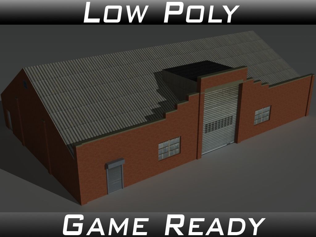 Factory Building 30 Low-poly 3D model_0