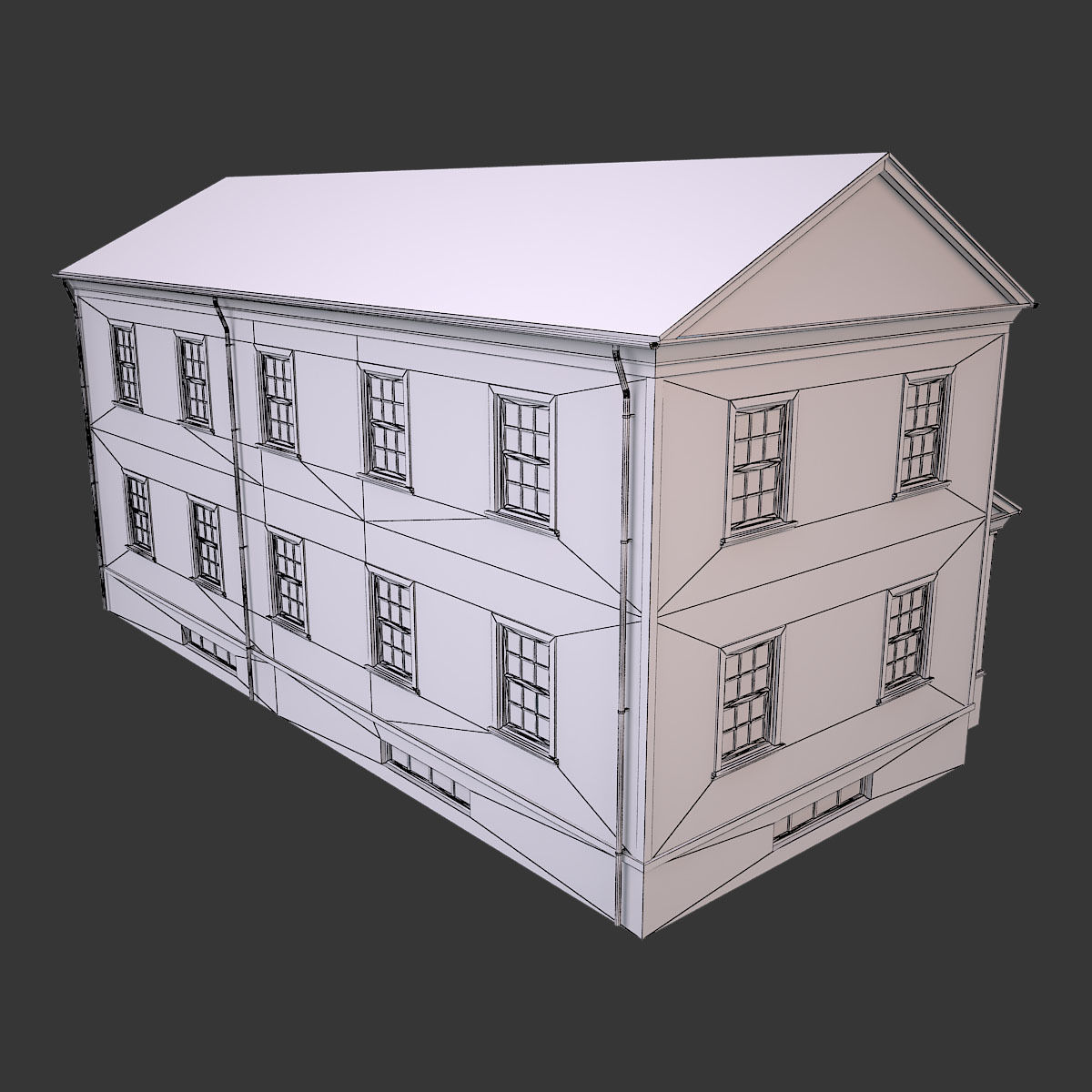 House 3 two story with porch Low-poly 3D model_9