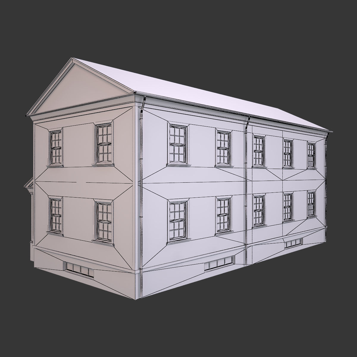 House 3 two story with porch Low-poly 3D model_8