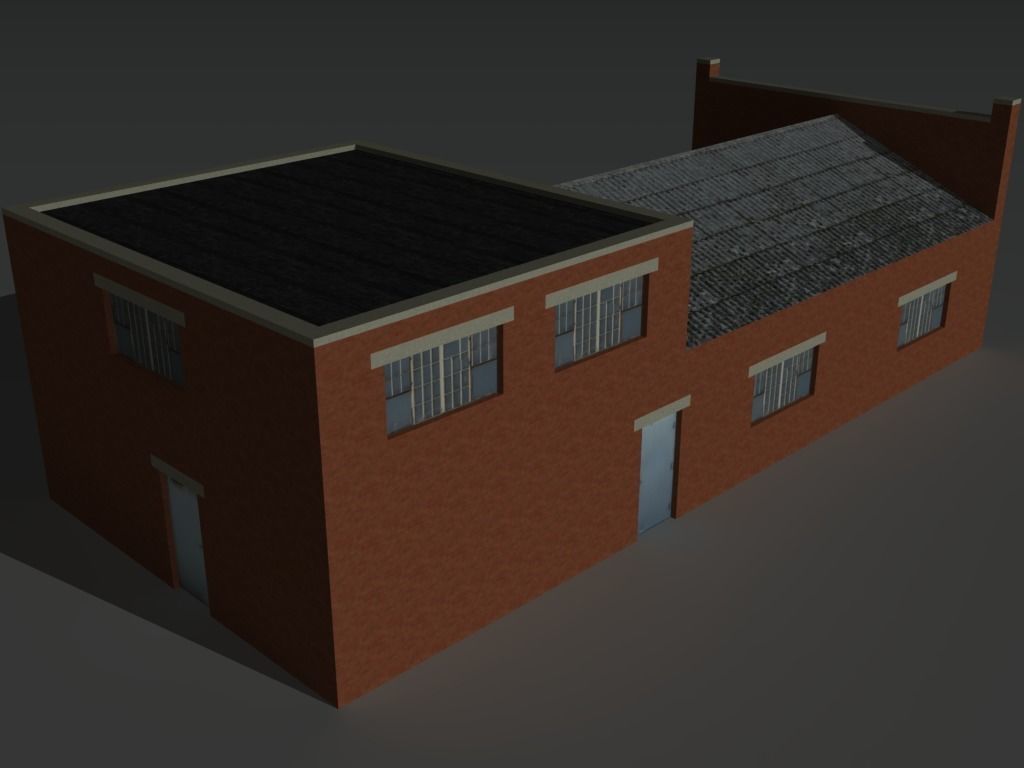 Factory Building 32 Low-poly 3D model_6