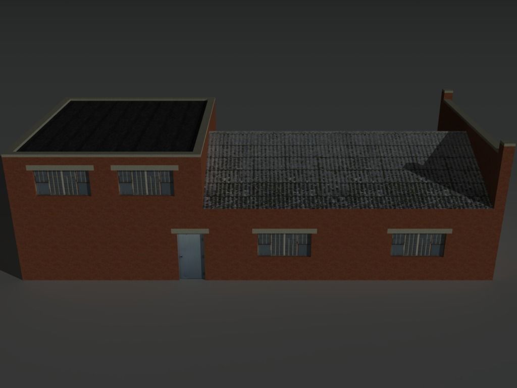Factory Building 32 Low-poly 3D model_7
