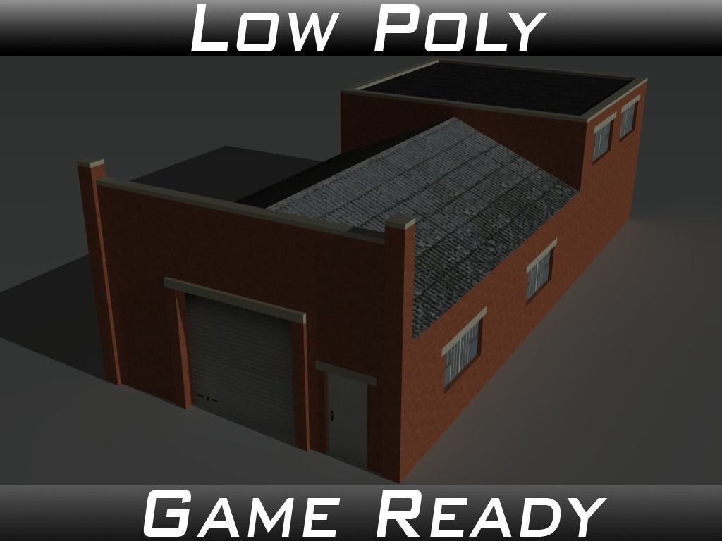 Factory Building 32 Low-poly 3D model_0