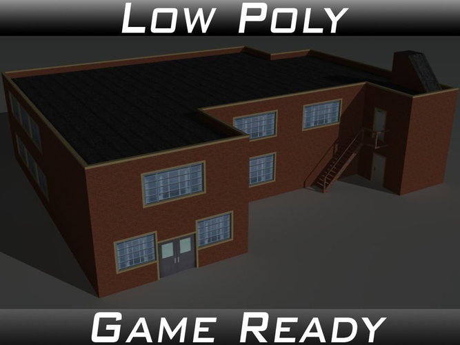 Factory Building 33 Low-poly 3D model