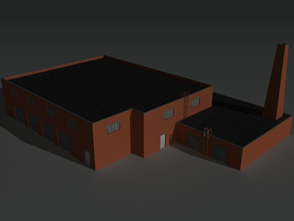 Factory Building 34 Low-poly 3D model_2
