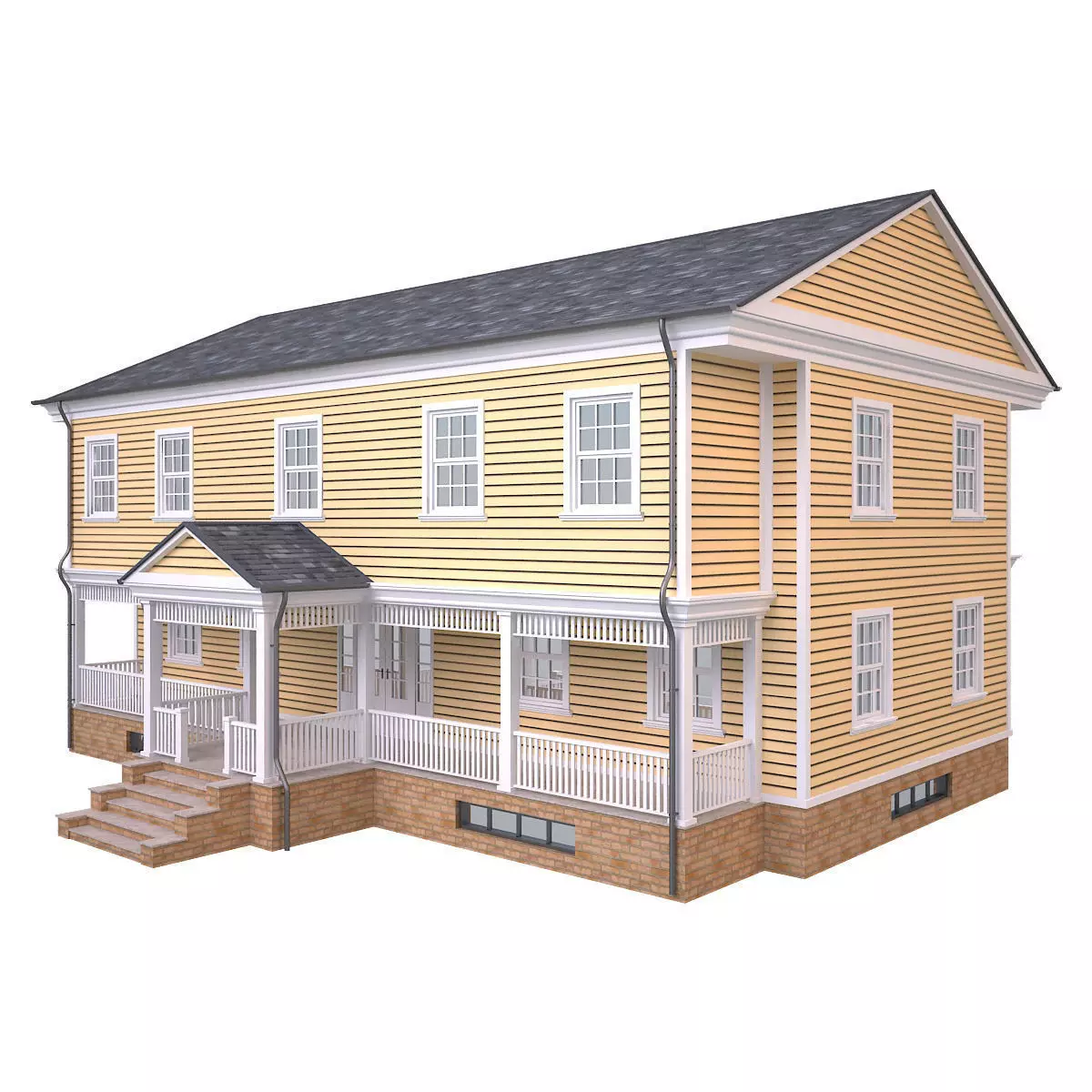 House 5 two story Low-poly 3D model