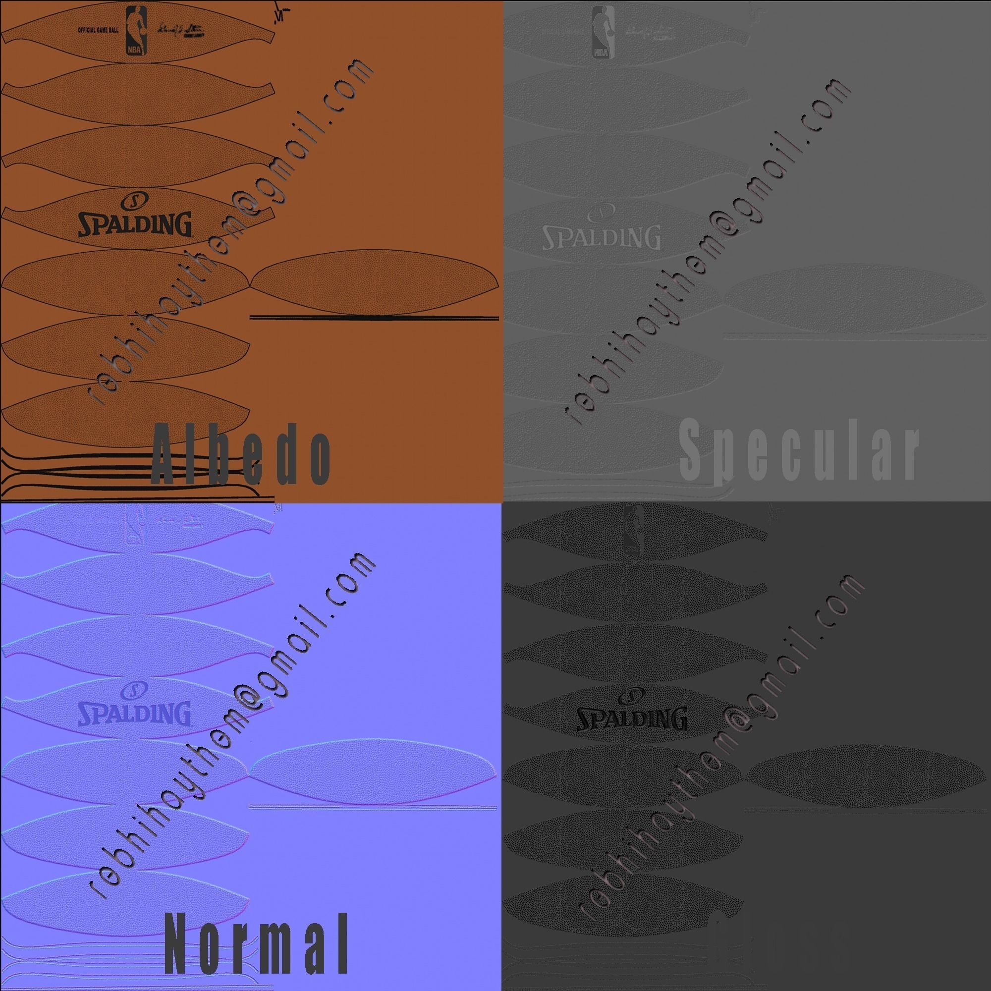 Basketball spalding nba game ball Low-poly 3D model_13