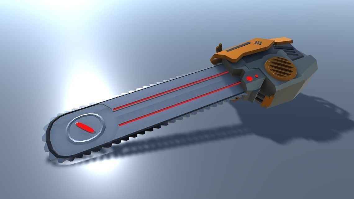 Chainsaw Sci-Fi Weapon Low-poly 3D model_1