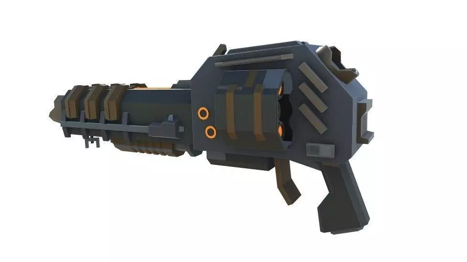 Grenade Launcher Sci-Fi Weapon Low-poly 3D model_0
