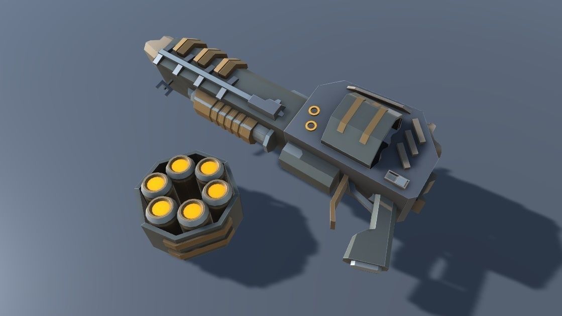 Grenade Launcher Sci-Fi Weapon Low-poly 3D model_1