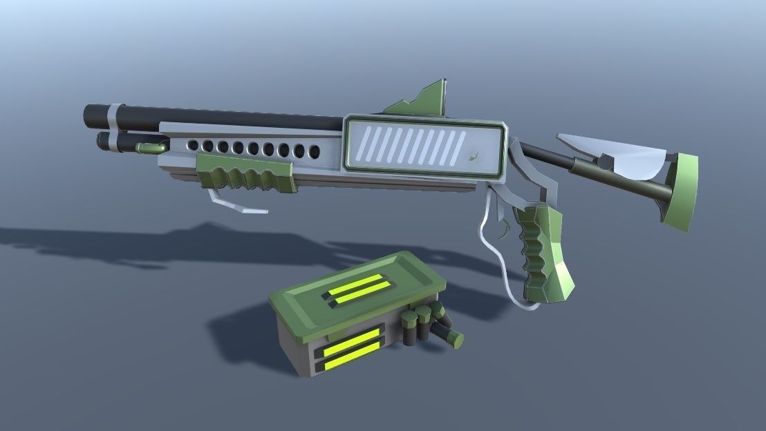 Shotgun Sci-Fi Weapon Free low-poly 3D model_1