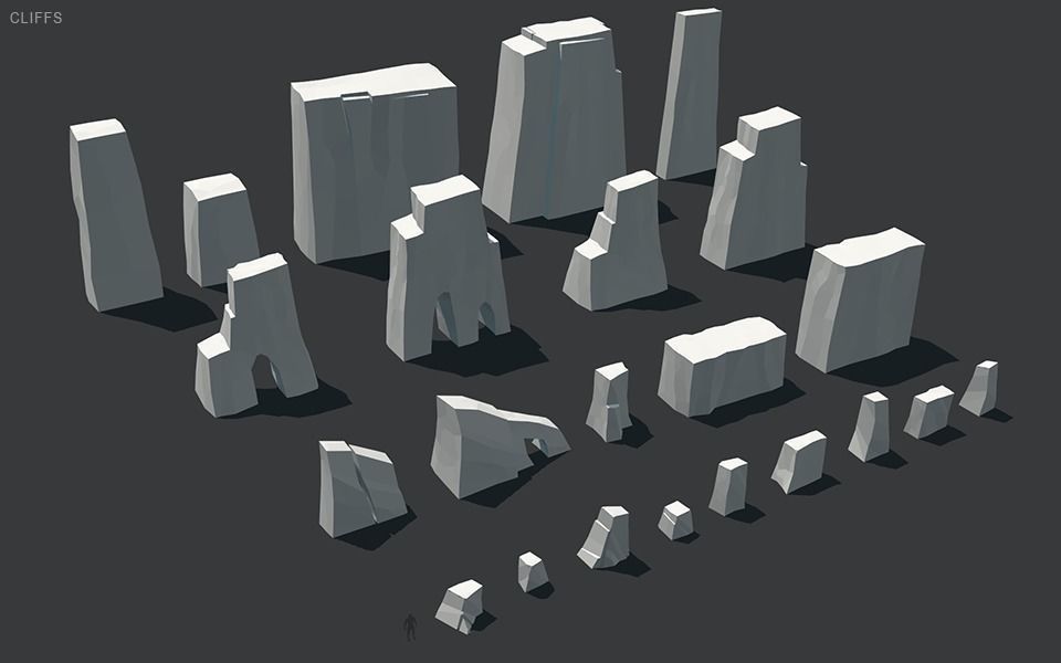 Stylized Cliffs Low-poly 3D model_24