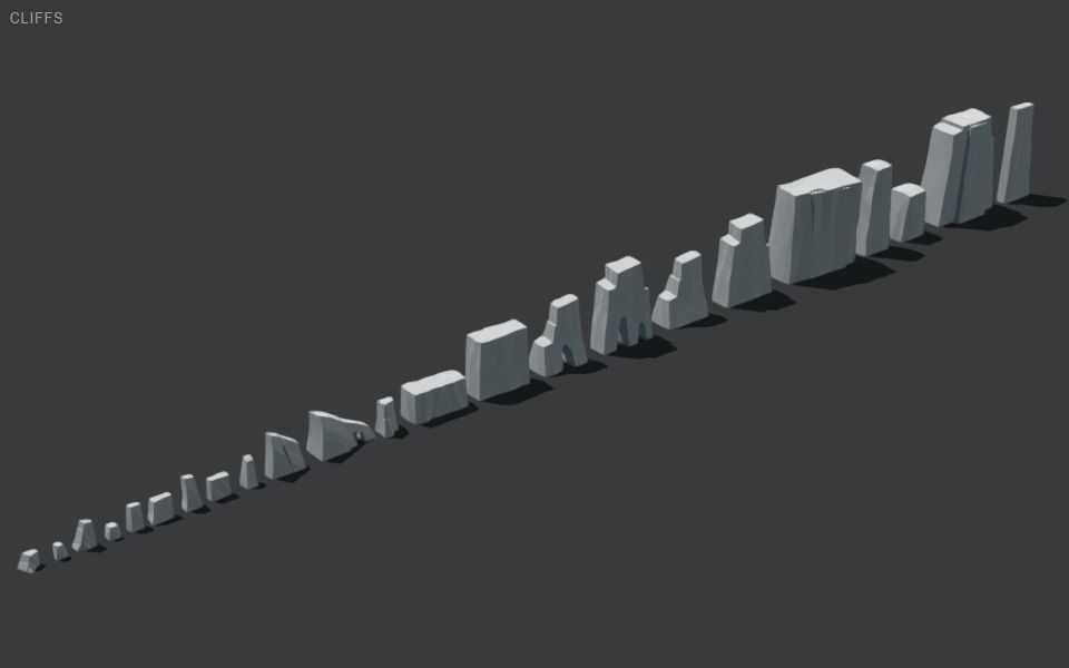 Stylized Cliffs Low-poly 3D model_36
