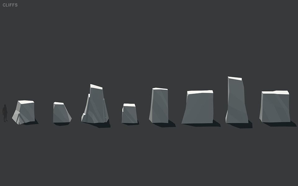 Stylized Cliffs Low-poly 3D model_26