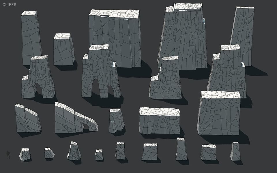 Stylized Cliffs Low-poly 3D model_43