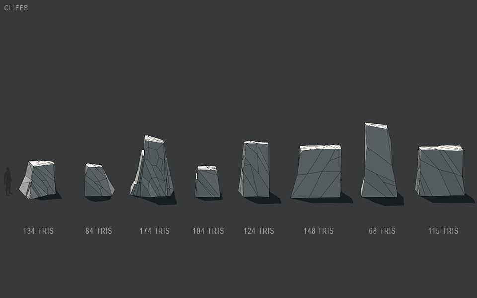 Stylized Cliffs Low-poly 3D model_27