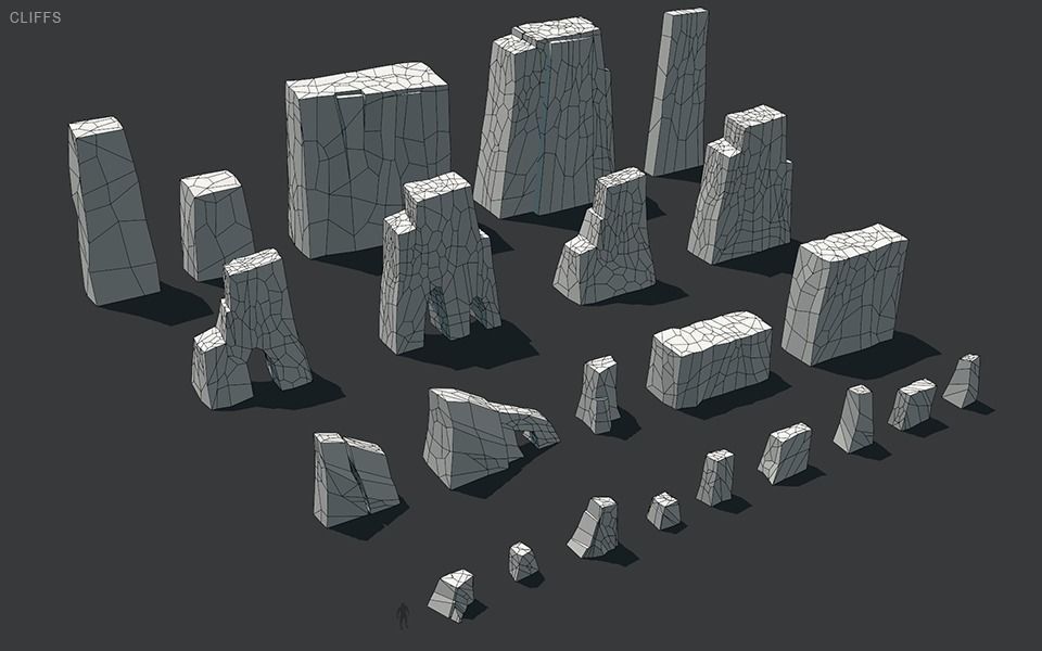 Stylized Cliffs Low-poly 3D model_25