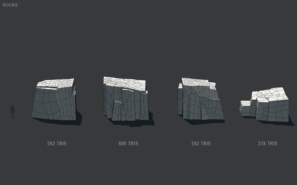 Low Poly Rocks stone sculpture Low-poly 3D model_33