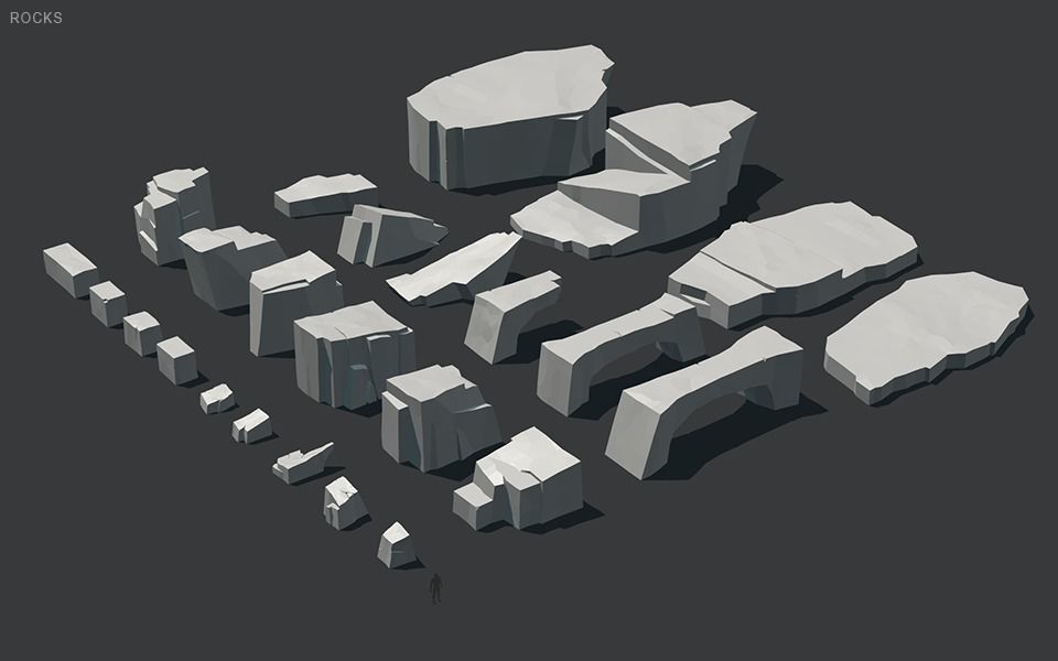 Low Poly Rocks stone sculpture Low-poly 3D model_23