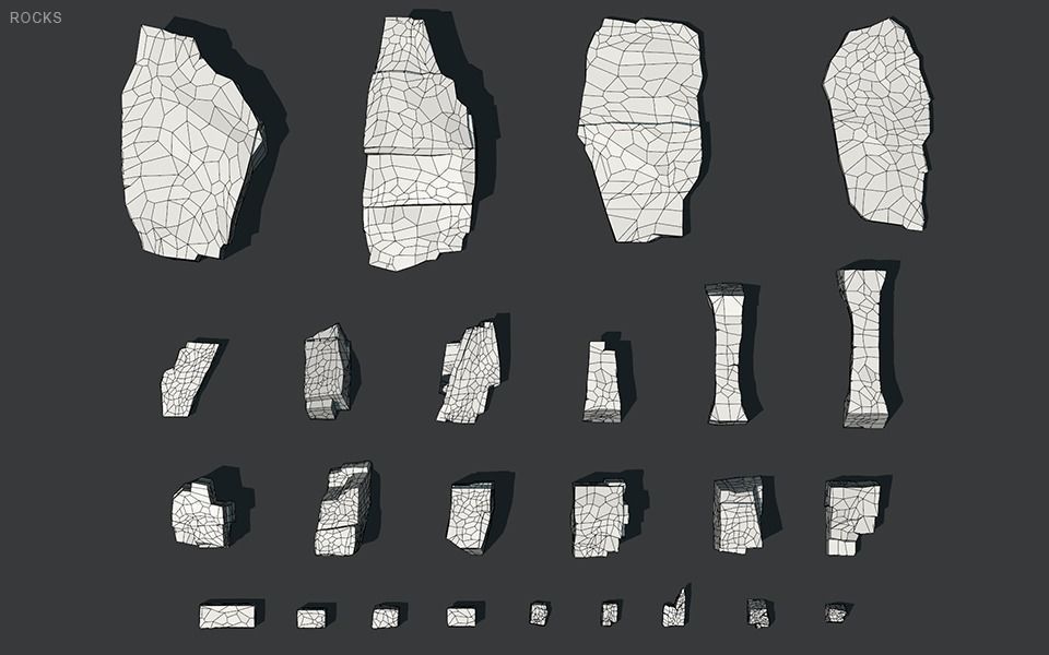 Low Poly Rocks stone sculpture Low-poly 3D model_22