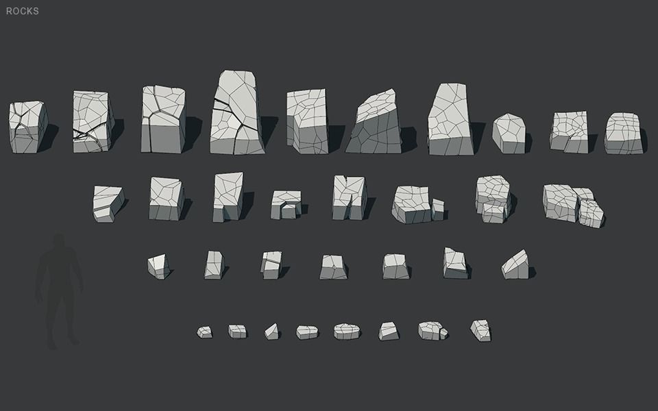 Low Poly Rocks stone sculpture Low-poly 3D model_63