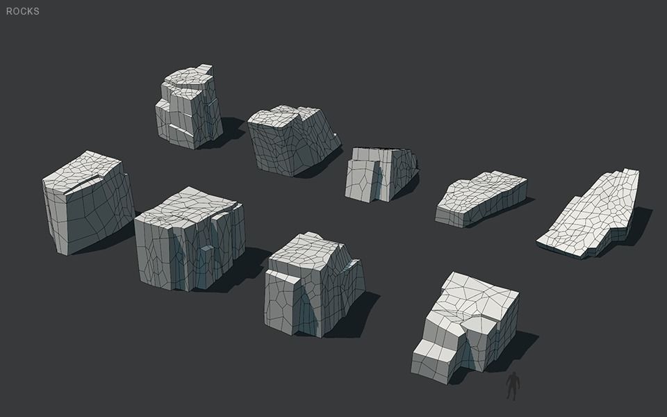 Low Poly Rocks stone sculpture Low-poly 3D model_57