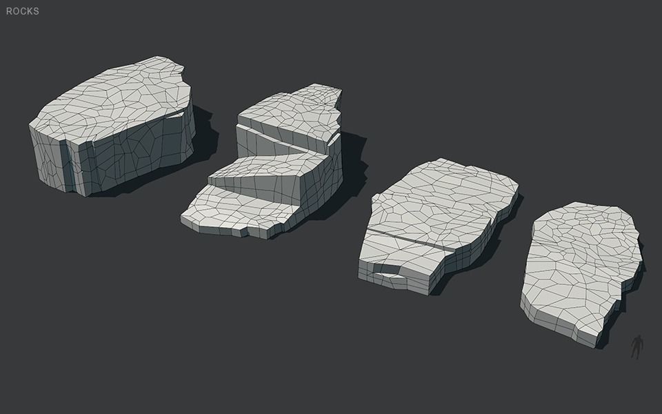 Low Poly Rocks stone sculpture Low-poly 3D model_61