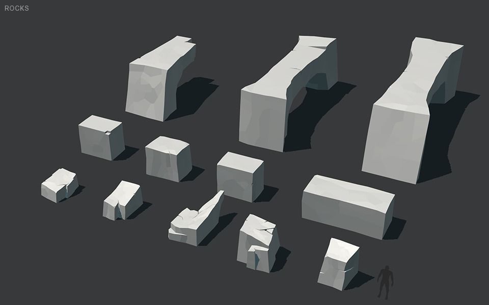 Low Poly Rocks stone sculpture Low-poly 3D model_58