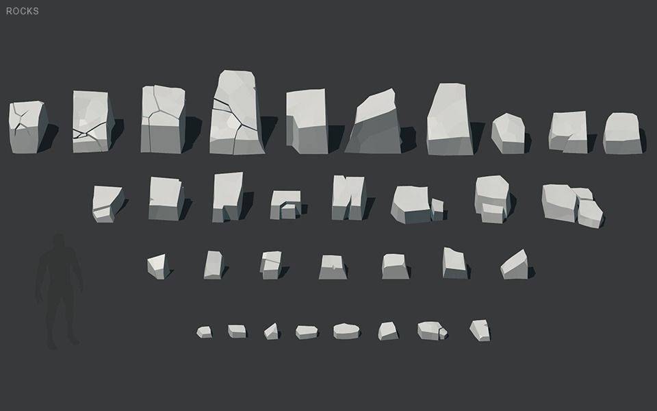 Low Poly Rocks stone sculpture Low-poly 3D model_62