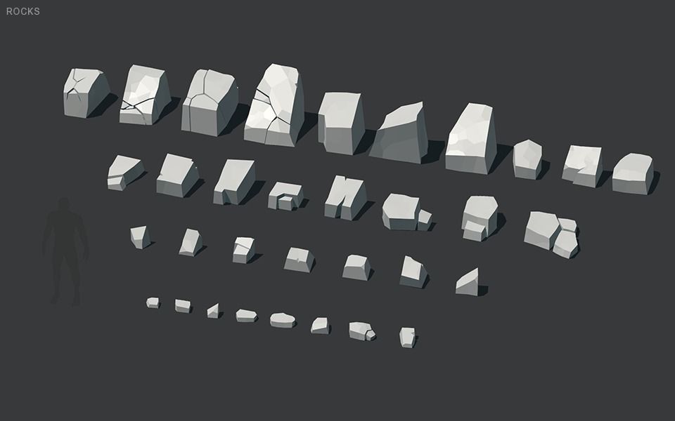 Low Poly Rocks stone sculpture Low-poly 3D model_64