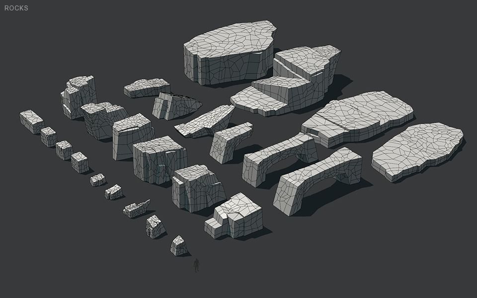 Low Poly Rocks stone sculpture Low-poly 3D model_24