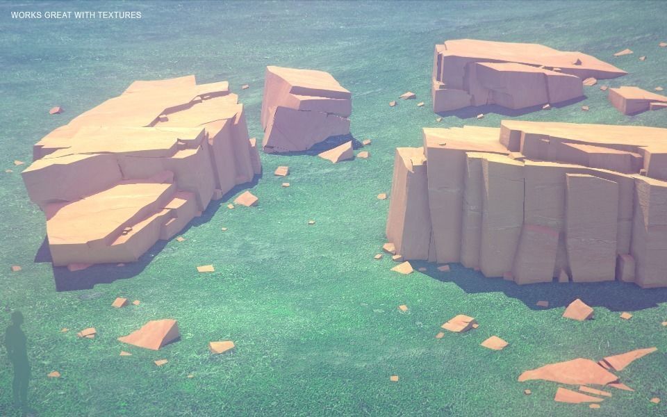 Low Poly Rocks stone sculpture Low-poly 3D model_52