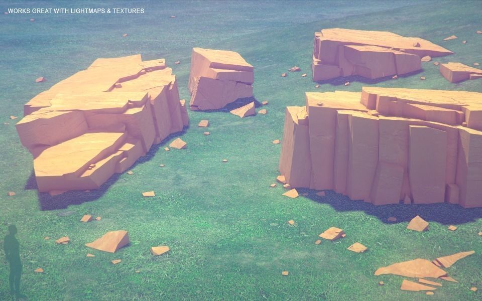 Low Poly Rocks stone sculpture Low-poly 3D model_50