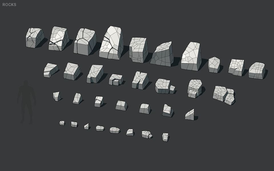 Low Poly Rocks stone sculpture Low-poly 3D model_65