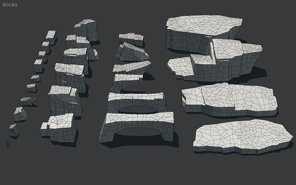Low Poly Rocks stone sculpture Low-poly 3D model_54