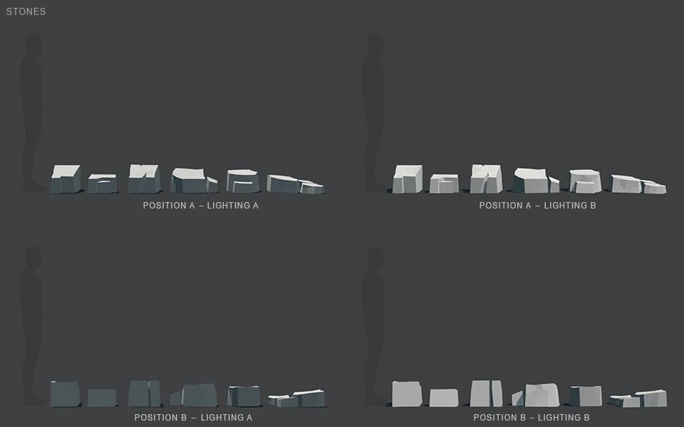 Low Poly Stones three pieces of paper Low-poly 3D model_50