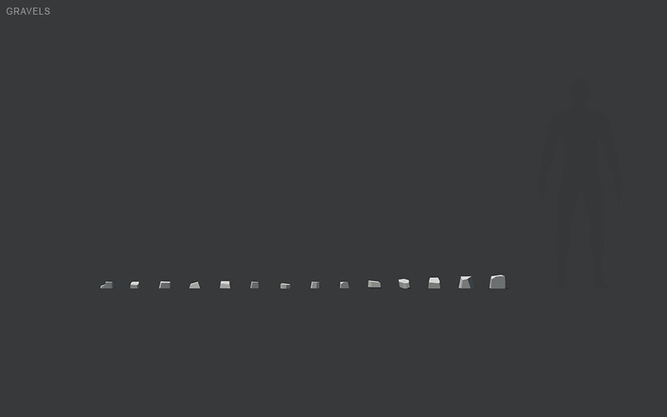 Low Poly Stones three pieces of paper Low-poly 3D model_35