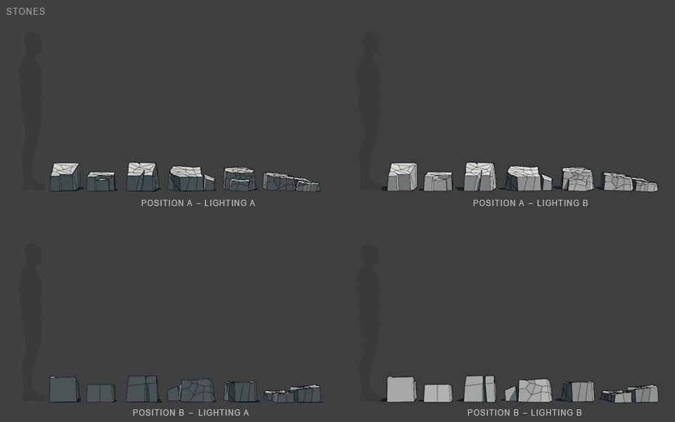 Low Poly Stones three pieces of paper Low-poly 3D model_51