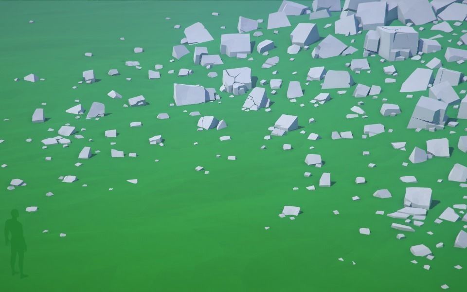 Low Poly Stones three pieces of paper Low-poly 3D model_3