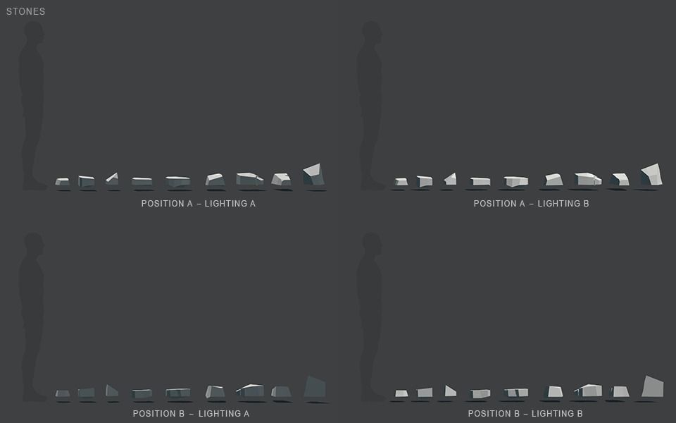 Low Poly Stones three pieces of paper Low-poly 3D model_46