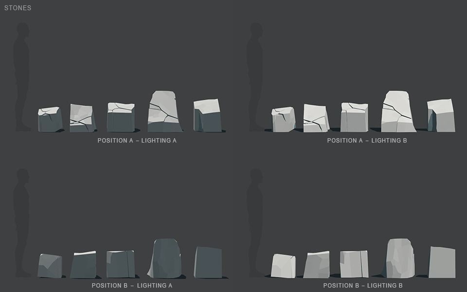 Low Poly Stones three pieces of paper Low-poly 3D model_52